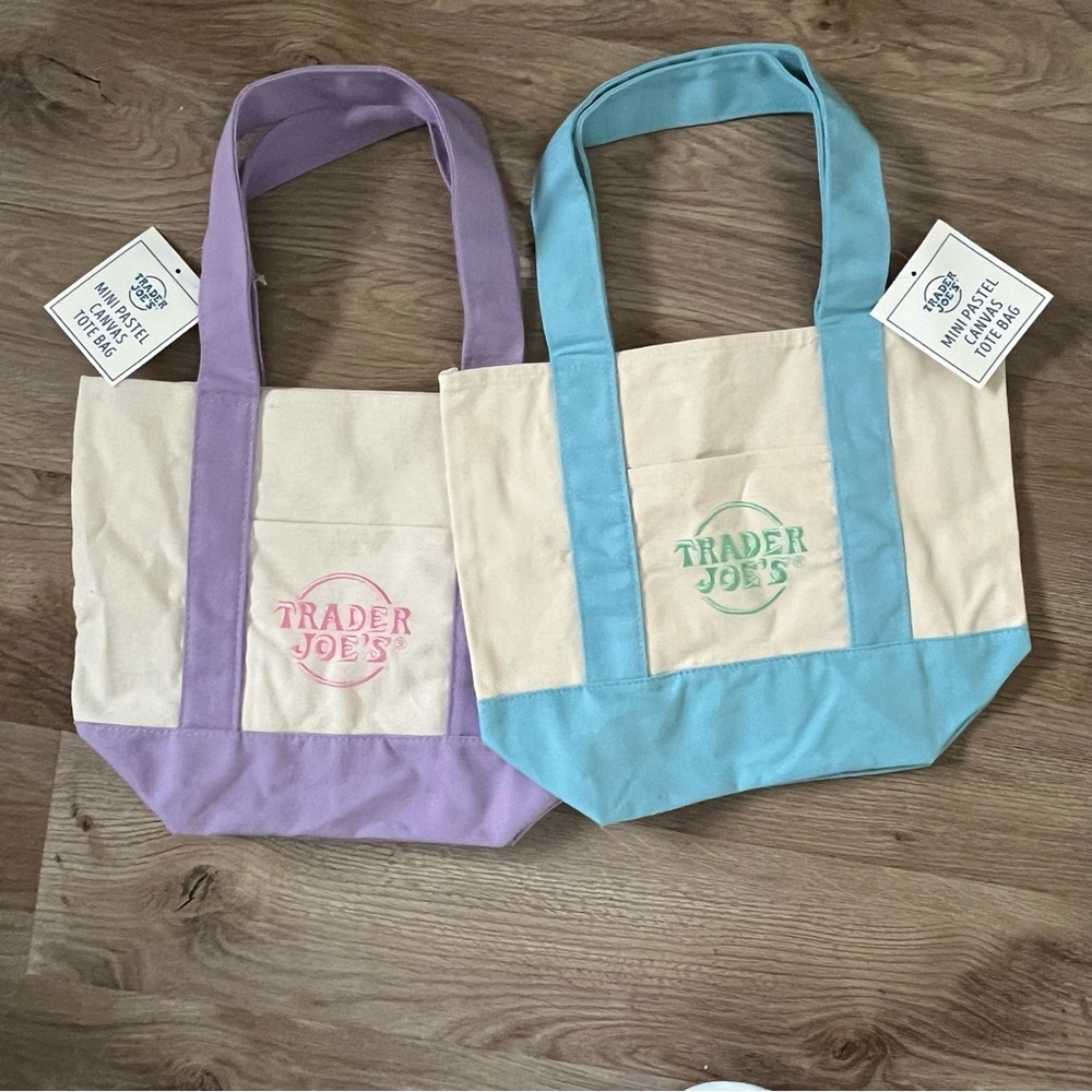Trader Joe’s Mini Pastel Tote Bag Set of 2 - Purple and Blue